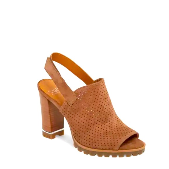 Franco Sarto Analise Brown Suede Heeled Sandal Size 8 Medium - Picture 1 of 6